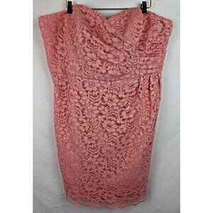 David's Bridal Women's Dress Size 22 Coral Short Strapless All Over Lace F15620